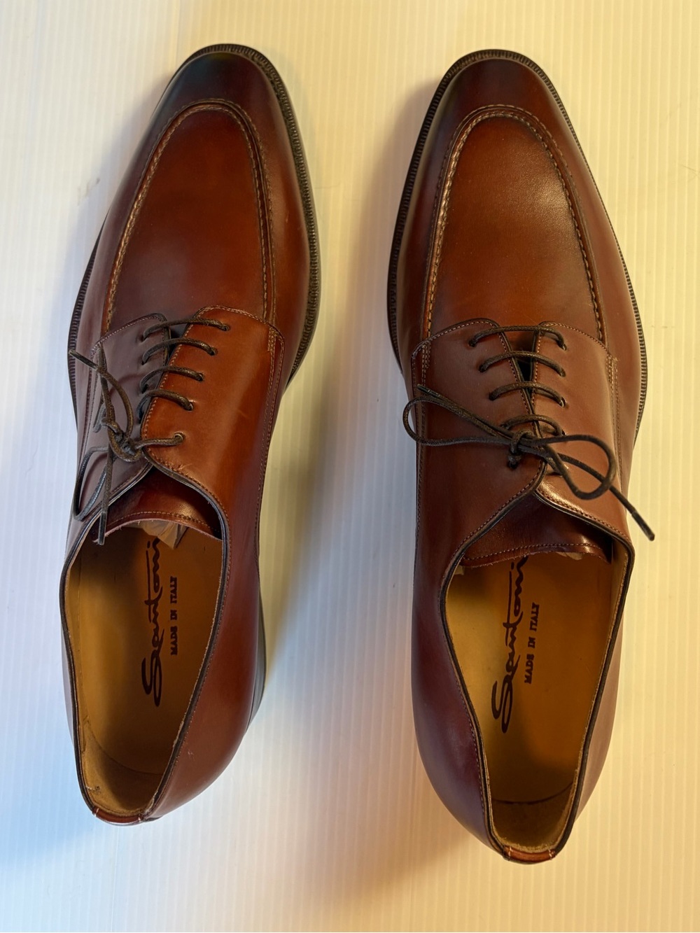 Santoni Chestnut Brown Leather Oxford Shoes - Picture 6 of 6